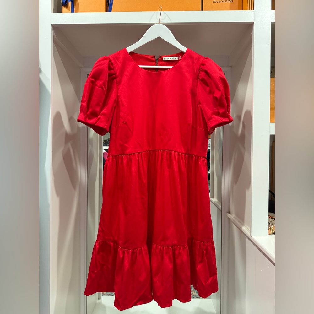 Alice + Olivia: Ann Curved Waist Cotton Mini Dress, Size 14